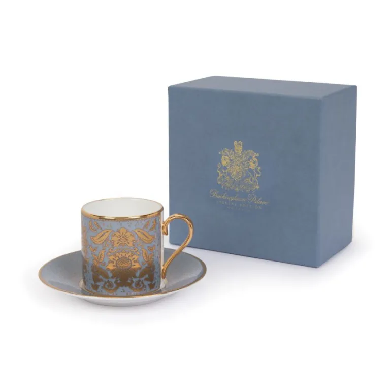 Acanthus Grey Coffee Cup And Saucer
