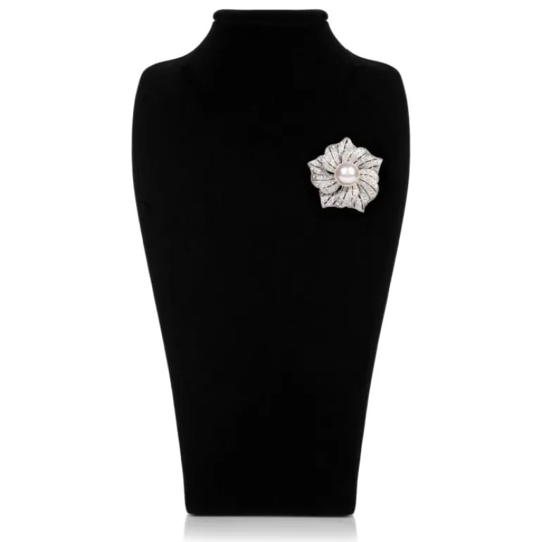 Flower With Pearl Brooch