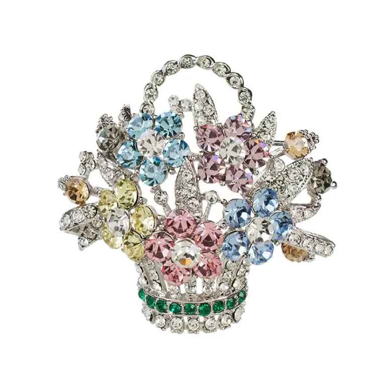 Pastel Flower Basket Brooch