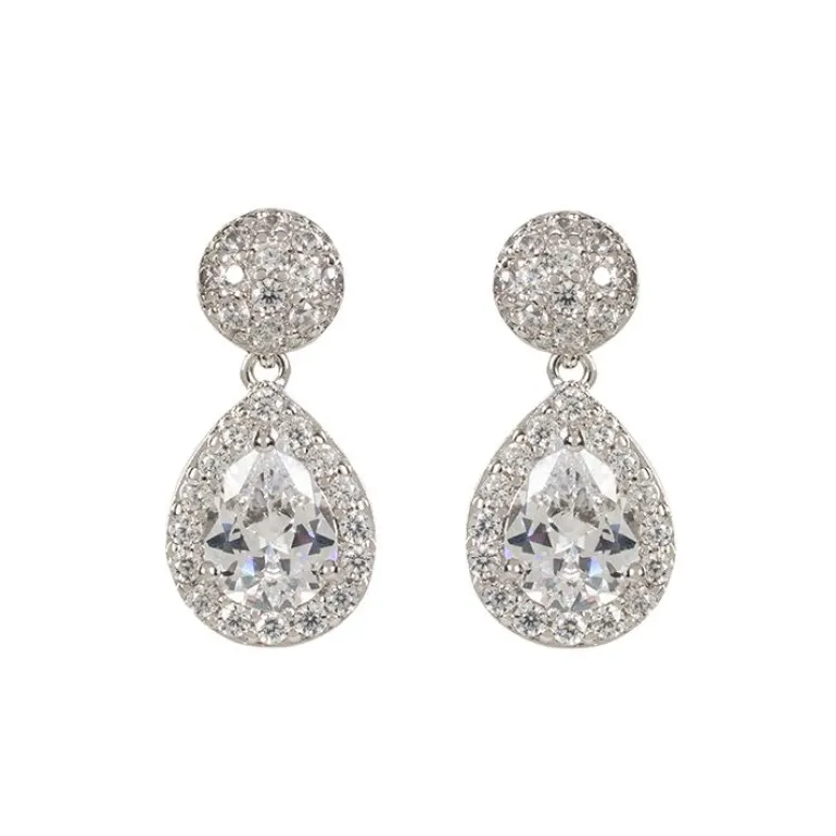 Silver Drop Teardrop Earrings